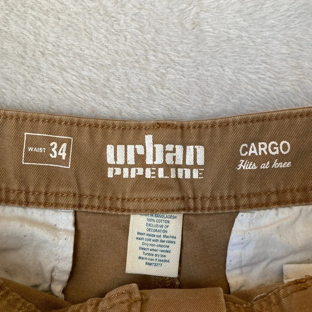 Urban Pipeline Cargo Shorts Men Size 34 Tan Thick Cotton Utility Outdoor